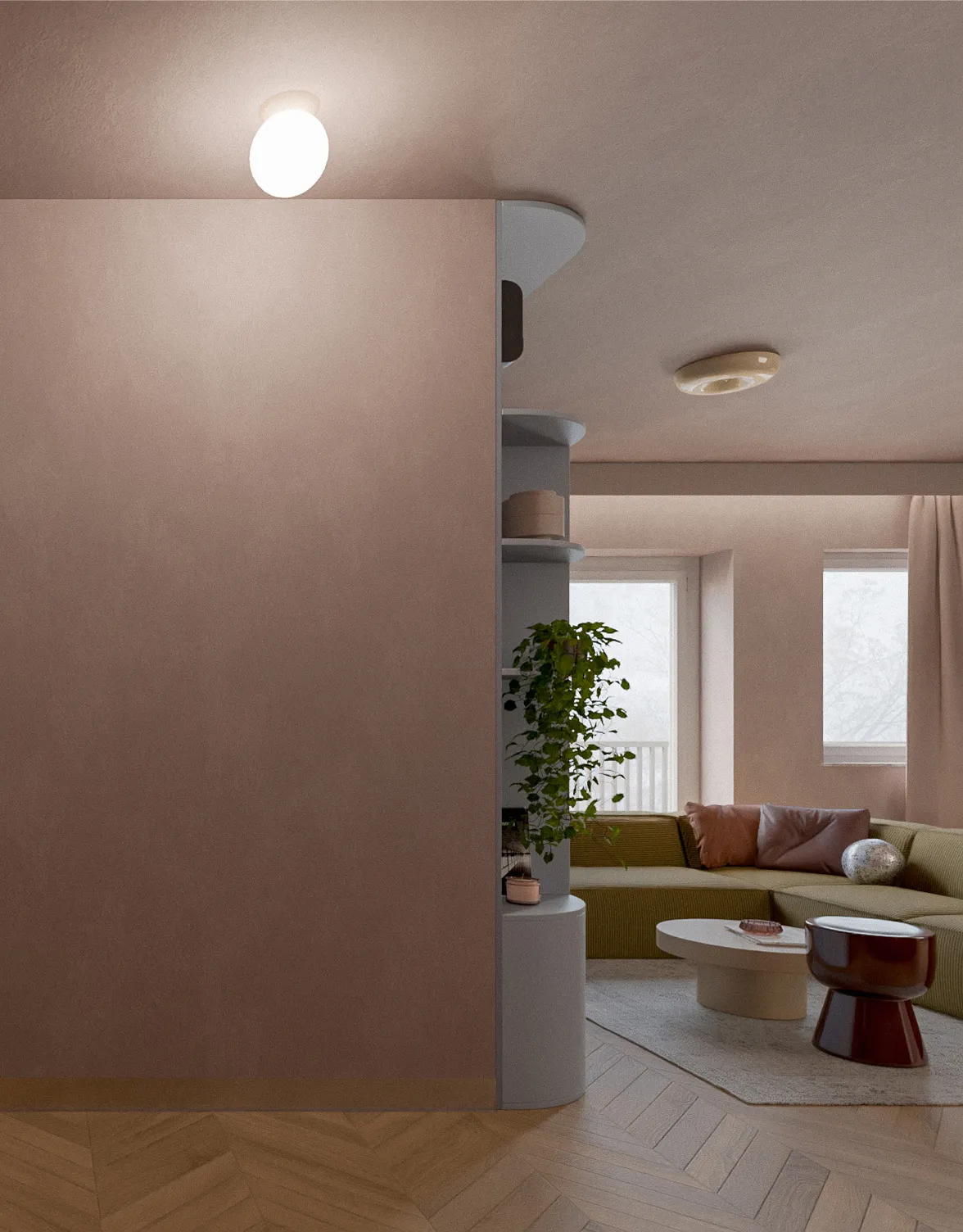 Salon w projekcie Ostoja Przylesie, projekt wnętrza prywatnego NAM STUDIO