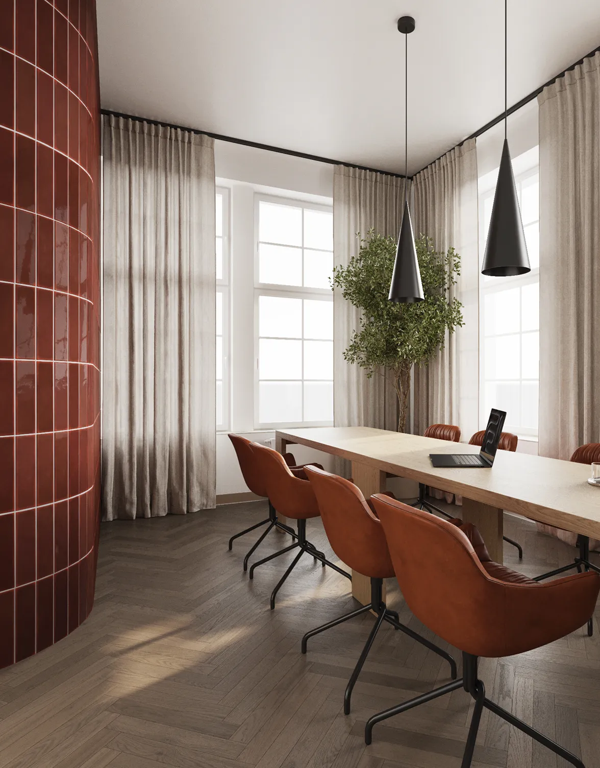 Sala spotkań w projekcie Kancelarii Notarialnej, projekt wnętrza komercyjnego - NAM STUDIO