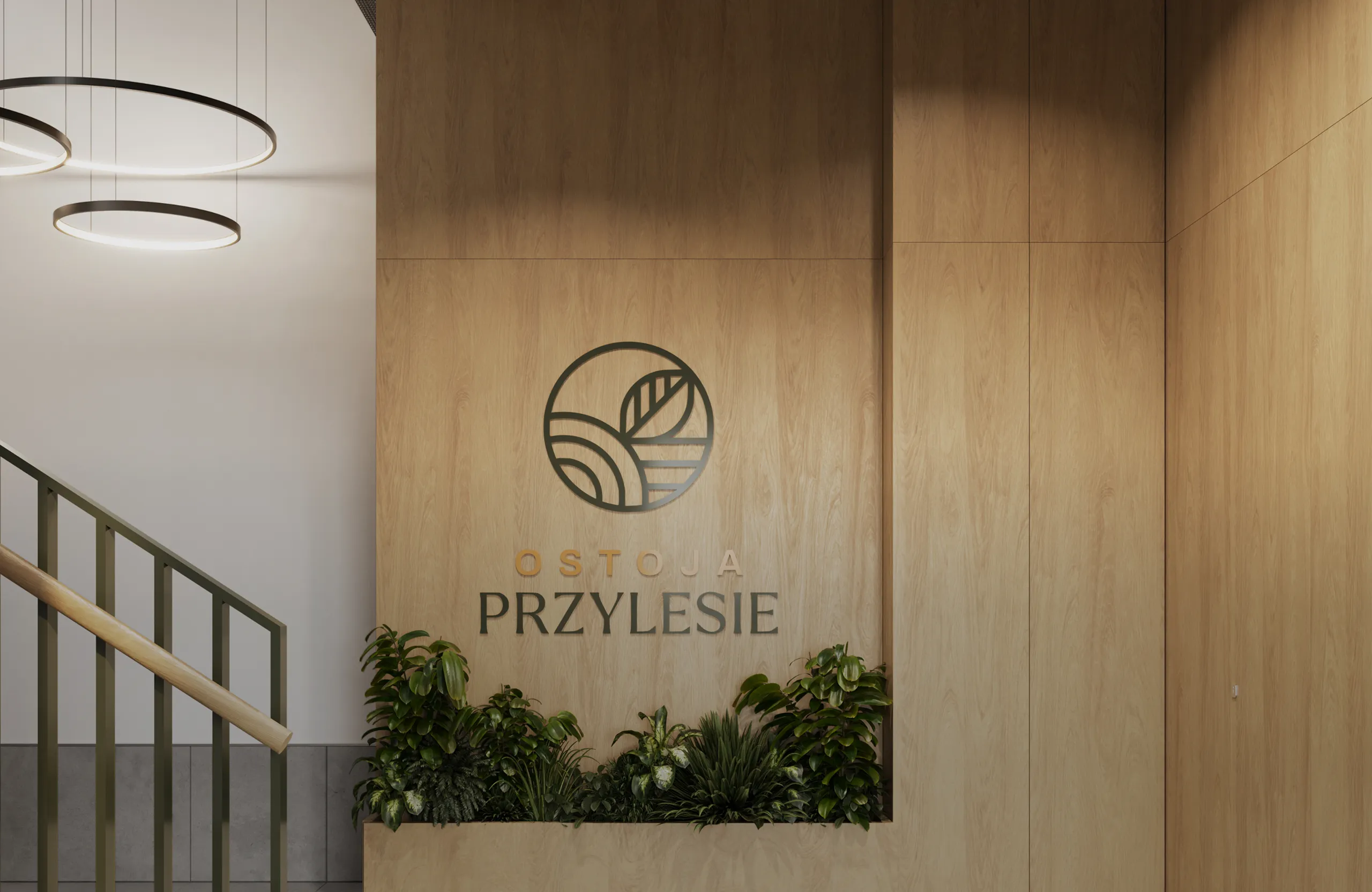 Klatka schodowa w projekcie Ostoja Przylesie, projekt wnętrza dla dewelopera - NAM STUDIO