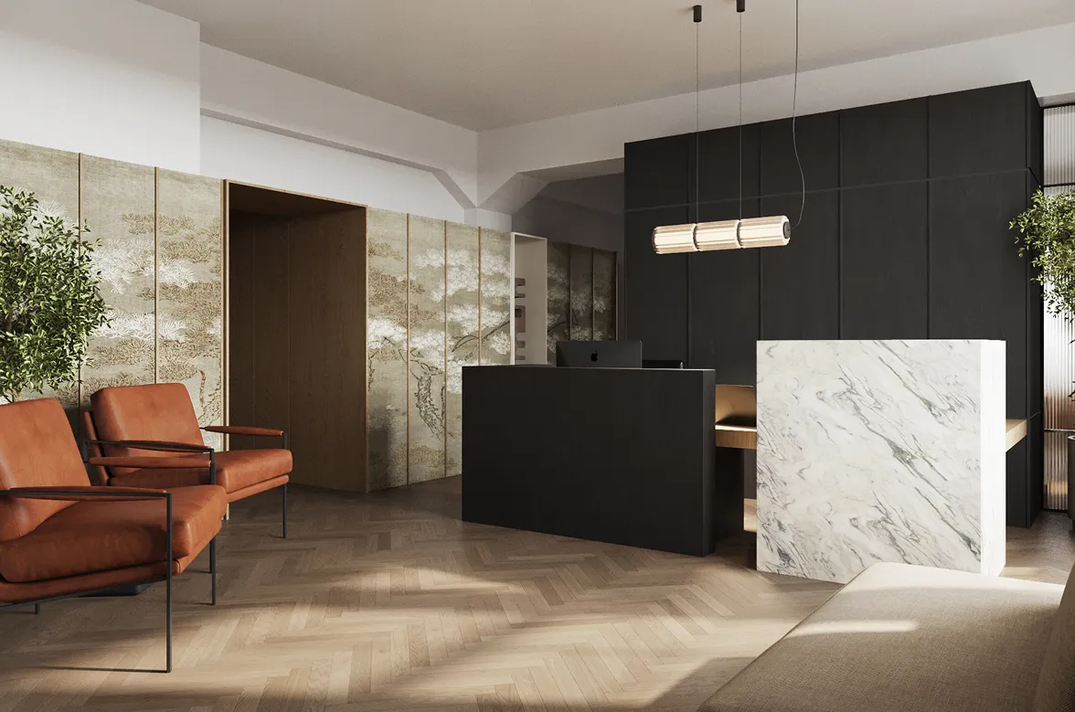 Recepcja w projekcie Kancelarii Notarialnej  - projekt komercyjny, NAM STUDIO